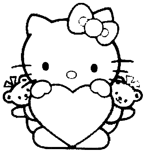 hello kitty valentines day coloring. Cute Hello Kitty coloring