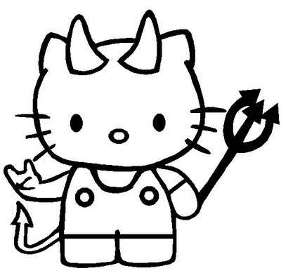 Halloween Printable Coloring Pages on Happy Halloween Hello Kitty Coloring Page With Halloween Devil Makeup