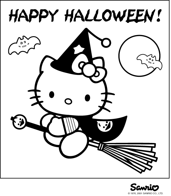 coloring pages hello kitty. Hello Kitty Halloween coloring