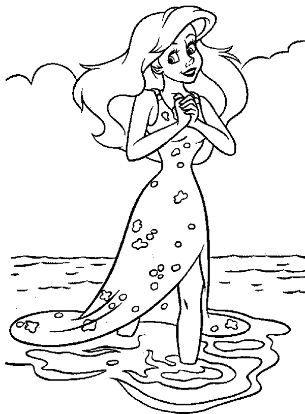 princesses coloring sheet. Free Ariel coloring page.