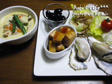 ゆうべの晩ご飯☆殻付き牡蠣