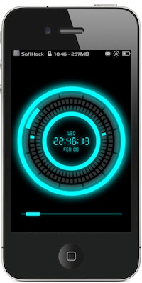 Iphoneeatw0rld Neon Ls Clock Cyan 近未来なロックスクリーンテーマ